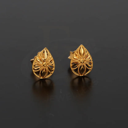 Gold Teardrop Shaped Stud Earrings 21Kt - Fkjern21Km8486