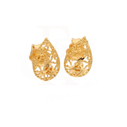 Gold Teardrop Shaped Stud Earrings 21Kt - Fkjern21Km8494