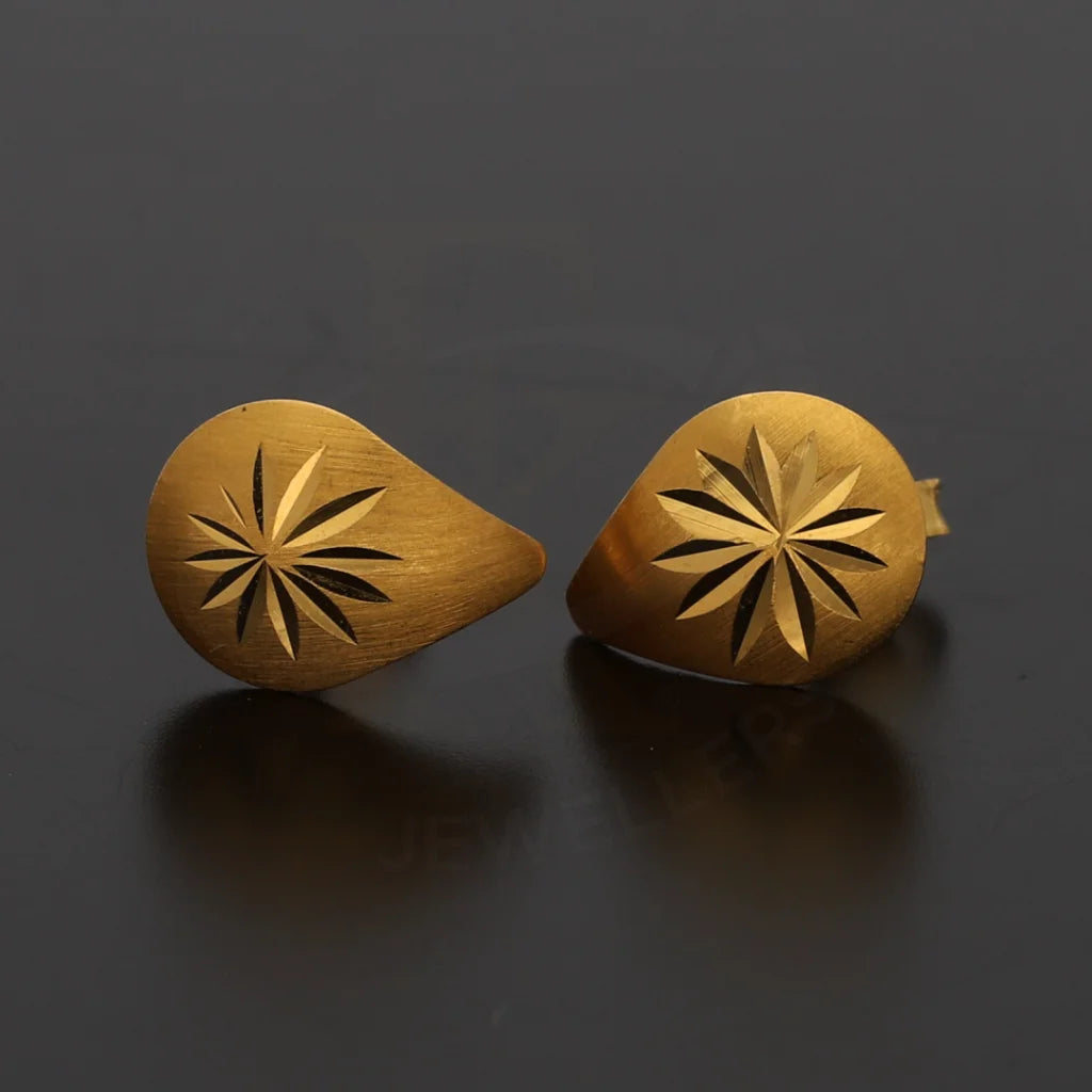 Gold Teardrop Stud Earrings 21Kt - Fkjern21Km8480
