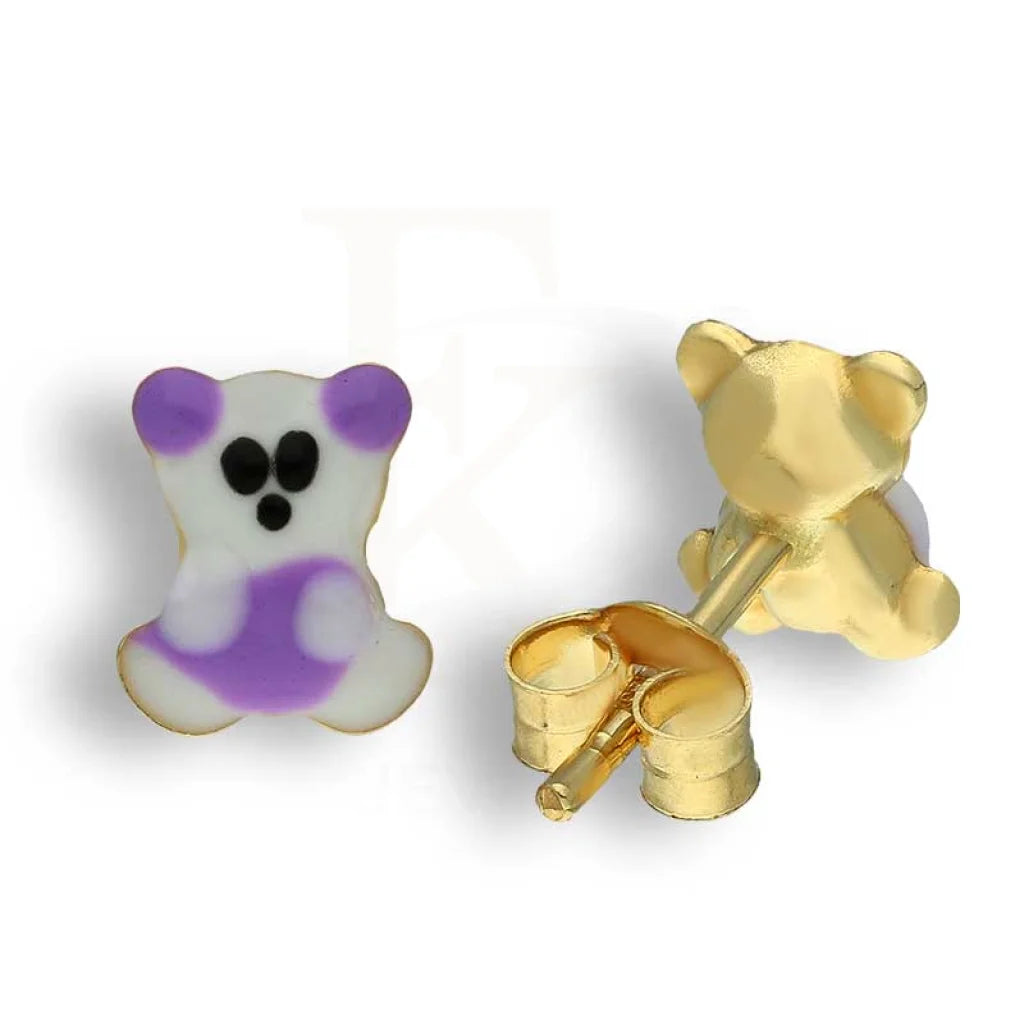 Gold Teddy Bear Baby Pendant Set (Necklace And Earrings) 18Kt - Fkjnklst18K2433 Sets