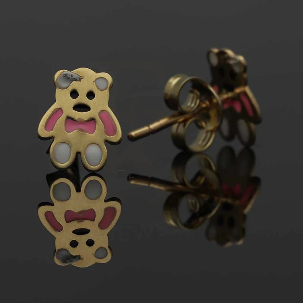 Gold Teddy Bear Pendant Set (Necklace And Earrings) 18Kt - Fkjnklst18K2424 Sets