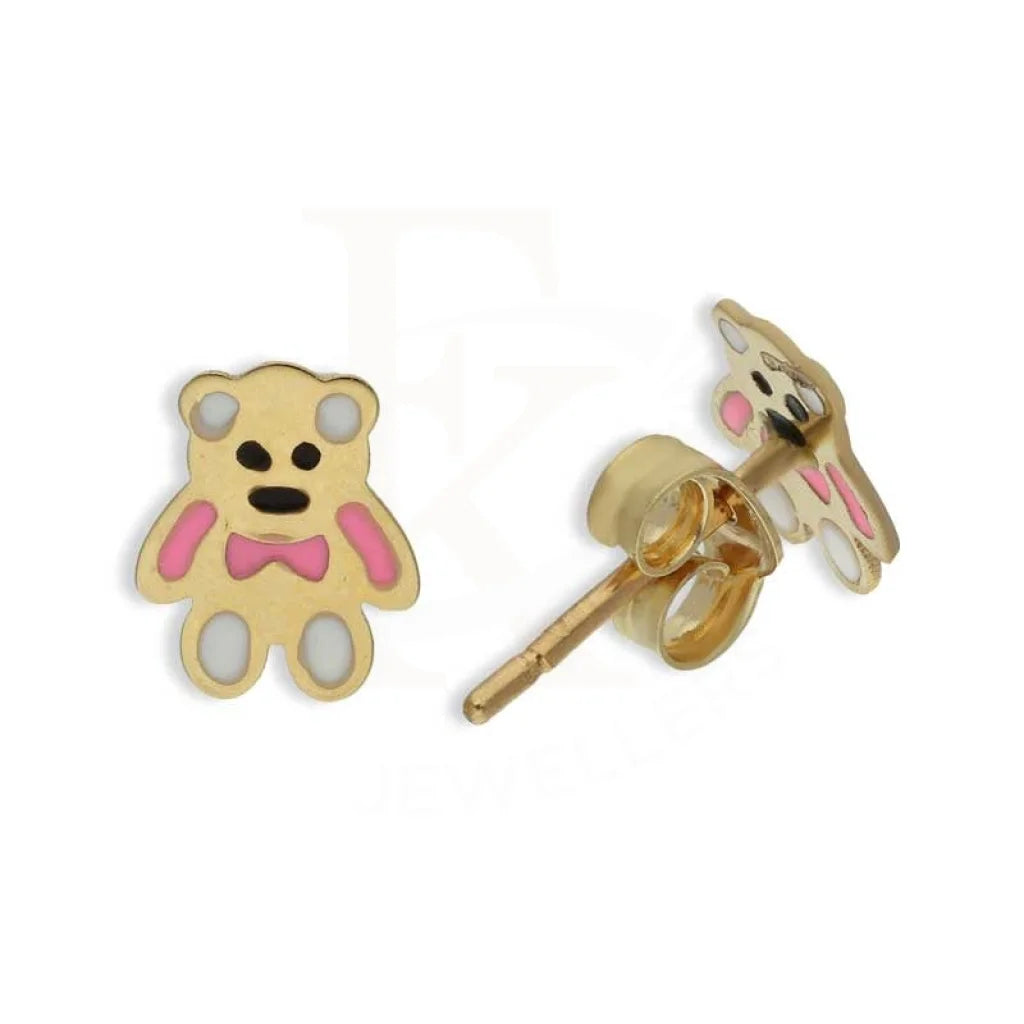 Gold Teddy Bear Pendant Set (Necklace And Earrings) 18Kt - Fkjnklst18K2424 Sets