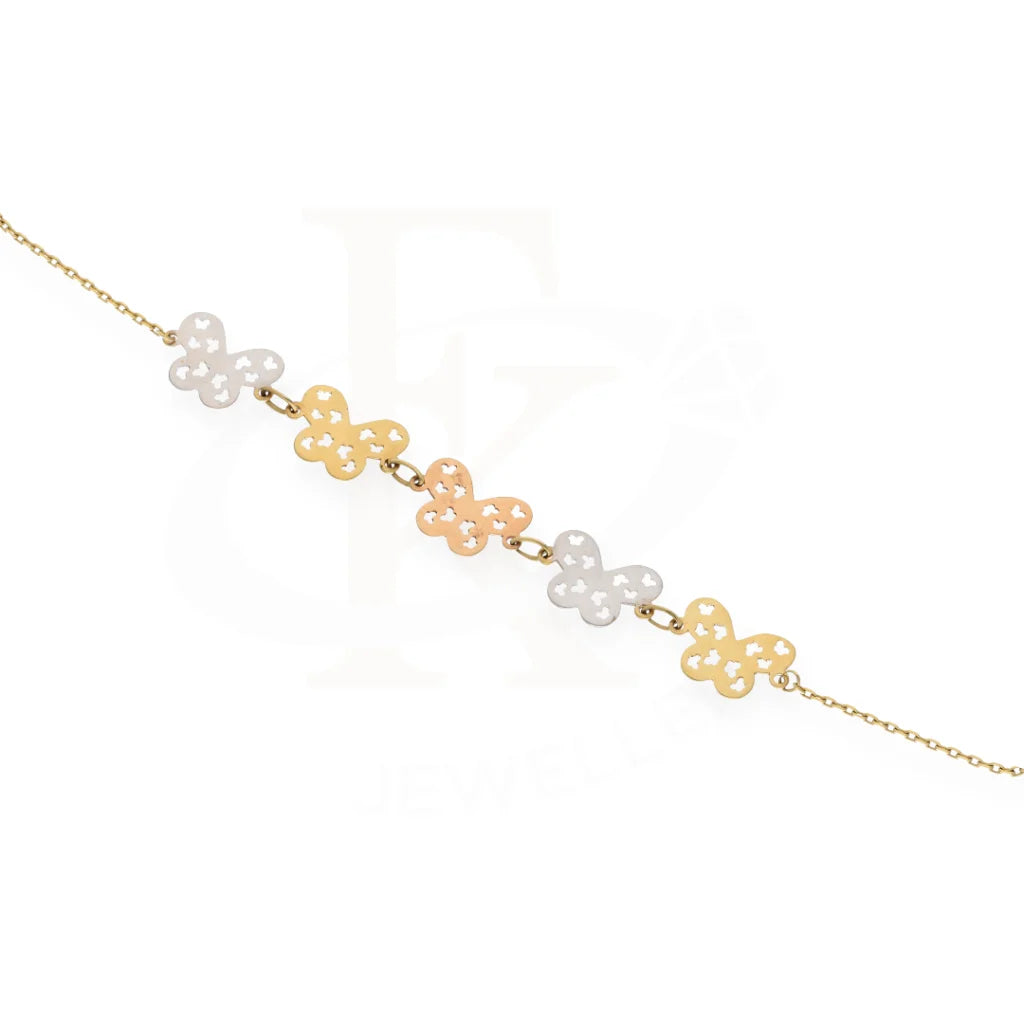 Tri Tone Gold Butterfly Shaped Bracelet 18Kt - Fkjbrl18K7829 Bracelets