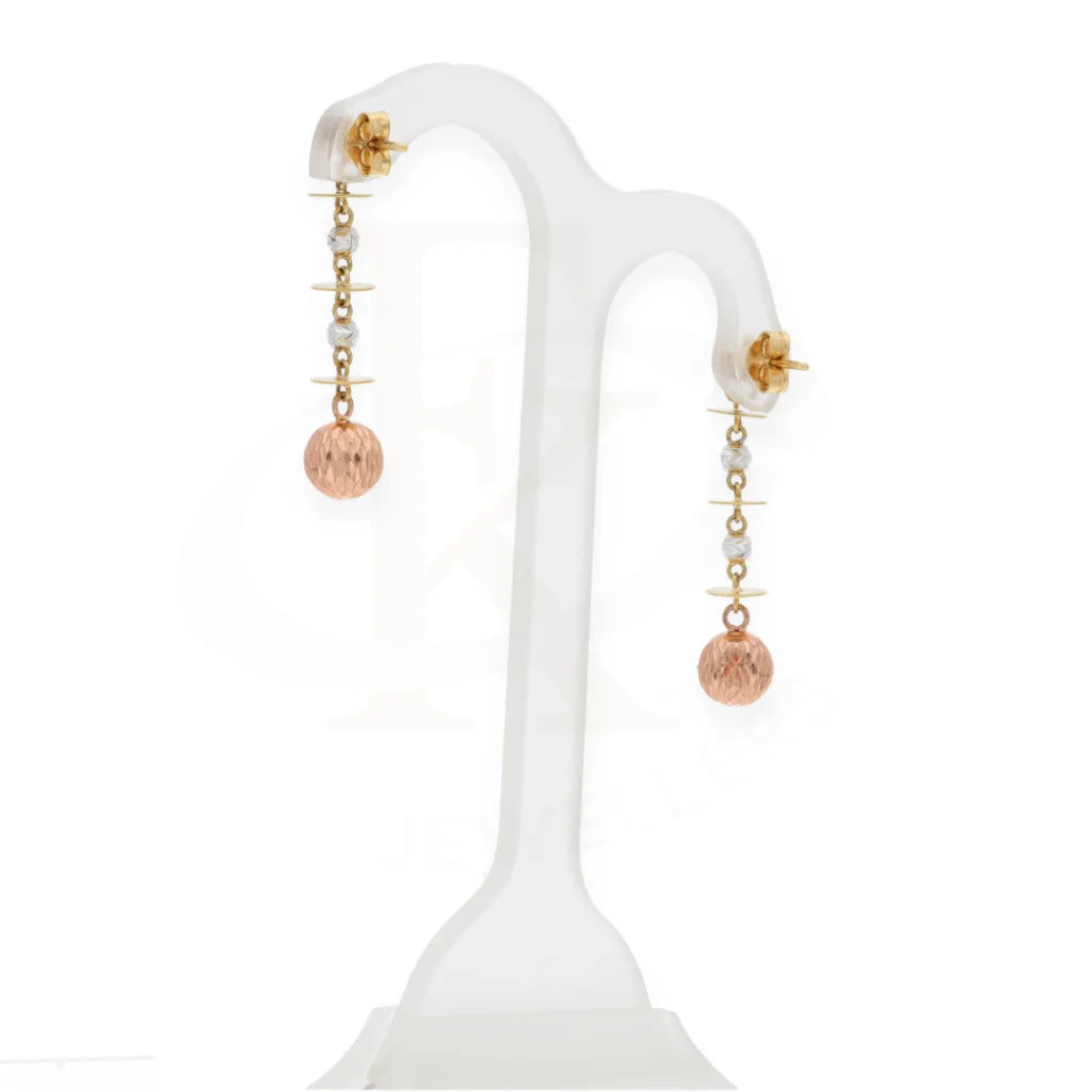 Gold Tri-Tone Drop Earrings 18Kt - Fkjern18K7843