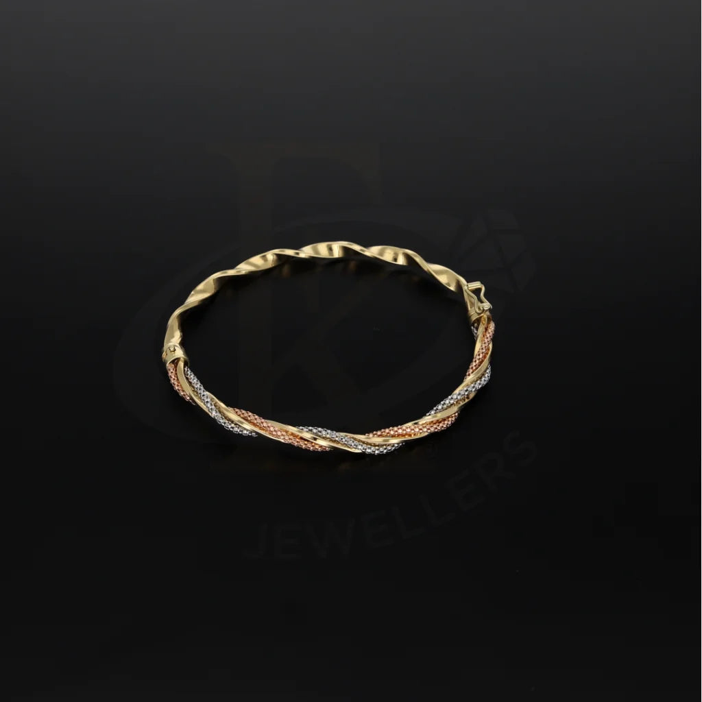 Gold Tri Tone Twisted Bangle 18Kt - Fkjbng18K7847 Bangles