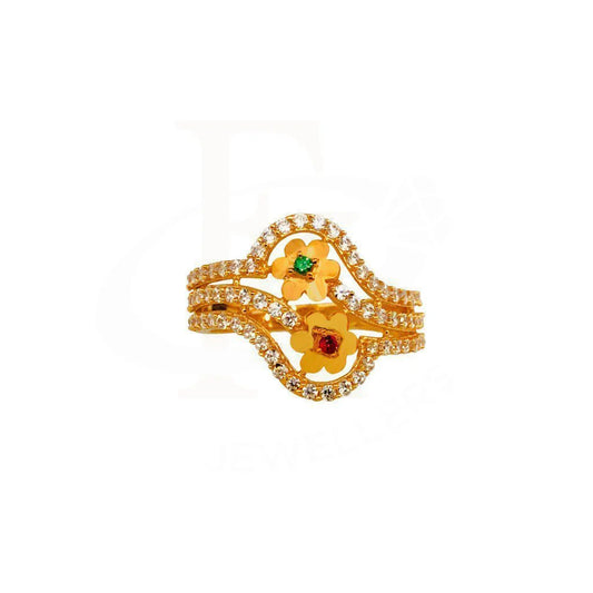 Gold Twin Flower Ring 22Kt - Fkjrn1939 Rings