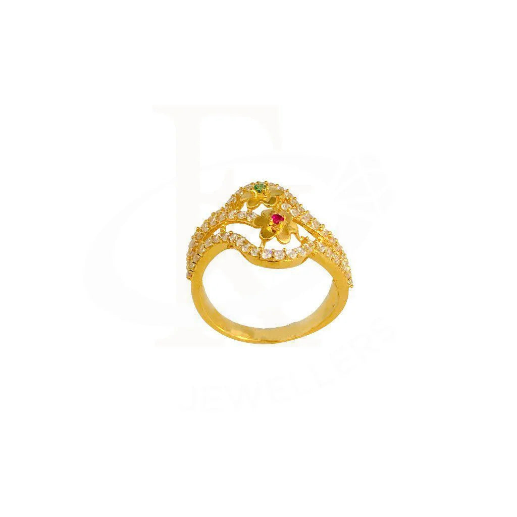 Gold Twin Flower Ring 22Kt - Fkjrn1939 Rings