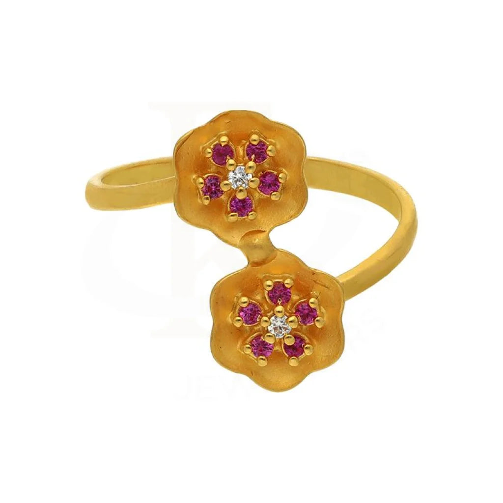 Gold Twin Flower Ring 22Kt - Fkjrn22K2820 Rings