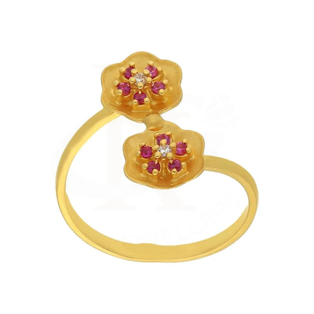 Gold Twin Flower Ring 22Kt - Fkjrn22K2820 Rings