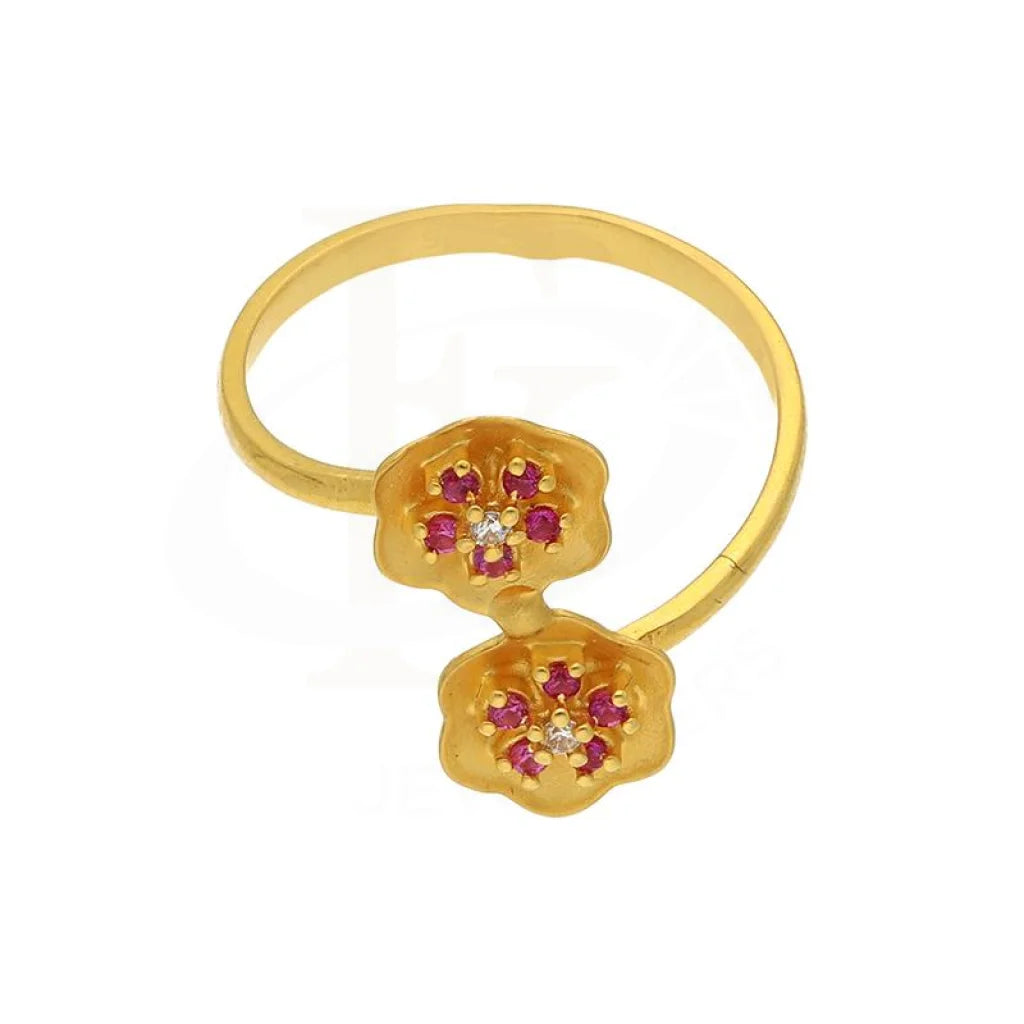 Gold Twin Flower Ring 22Kt - Fkjrn22K2820 Rings