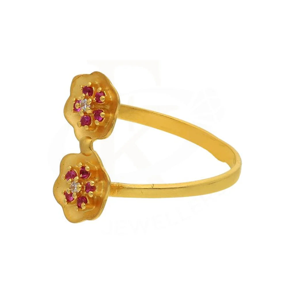 Gold Twin Flower Ring 22Kt - Fkjrn22K2820 Rings