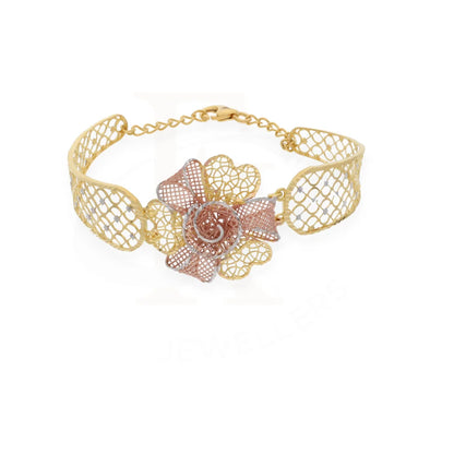 Gold Two Tone Flower Shaped Bracelet 21Kt - Fkjbrl21Km8054 Bracelets