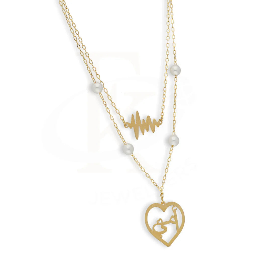 Gold Ummi Heart And Heartbeat Necklace 21Kt - Fkjnkl21Km5399 Necklaces