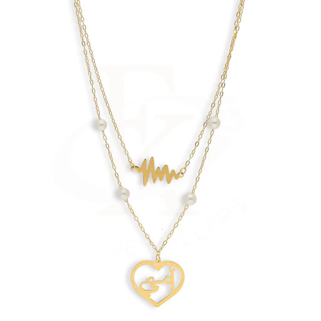 Gold Ummi Heart And Heartbeat Necklace 21Kt - Fkjnkl21Km5399 Necklaces