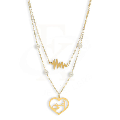 Gold Ummi Heart And Heartbeat Necklace 21Kt - Fkjnkl21Km5399 Necklaces