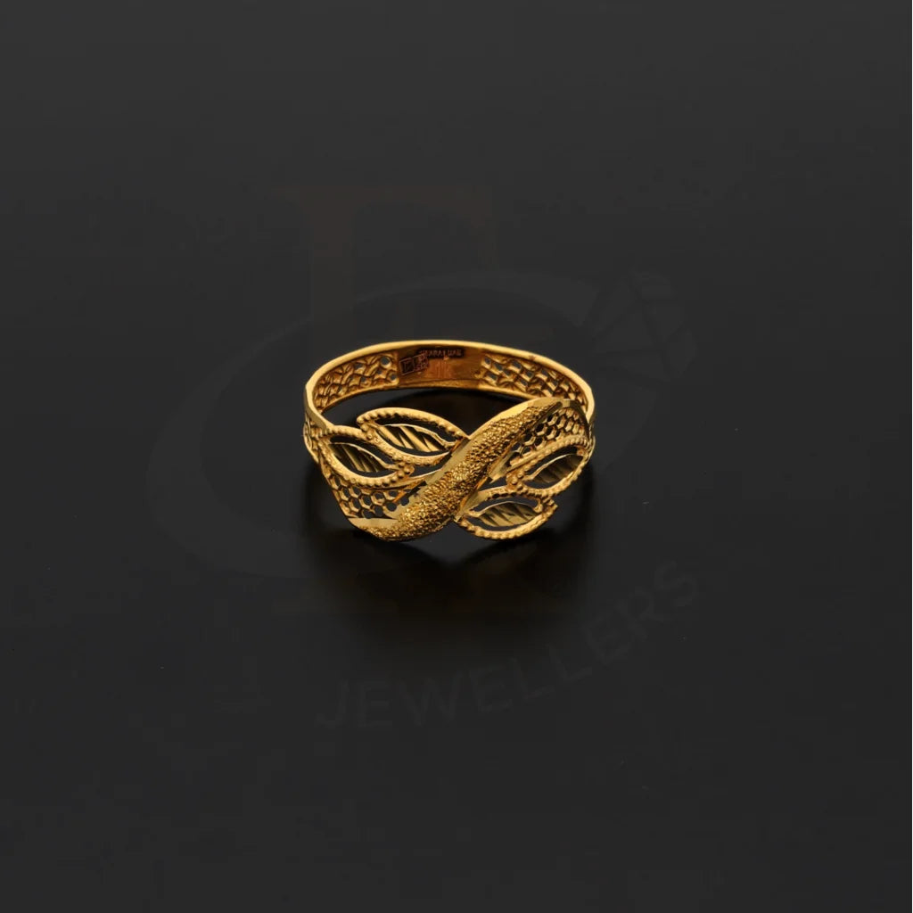 Gold Zirconia Leaf Ring 21Kt - Fkjern18Km8411 Rings