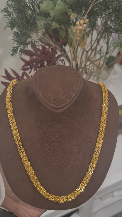 Gold Intricate Woven Chain 21KT - FKJCN21KM10384