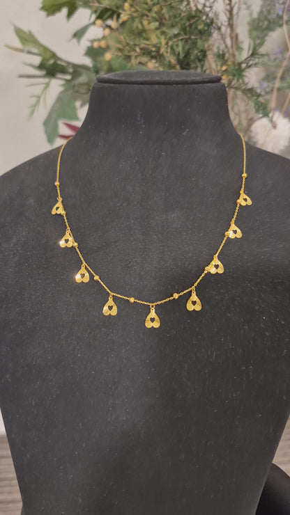 Gold Heart Drop Necklace 21KT - FKJNKL21KM11832