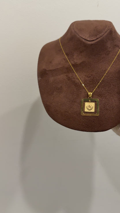 Gold Necklace (Chain with Square Shaped Turkish Lira Pendant) 21KT - FKJNKL21KM10147