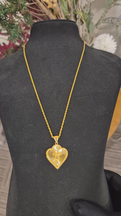 Gold Leaf Shaped Necklace (Chain with Pendant) 21KT - FKJNKL21KM11837