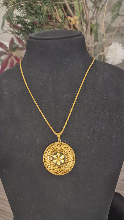 Gold Turkish Design Necklace (Chain With Pendant) 21KT - FKJNKL21KM11771