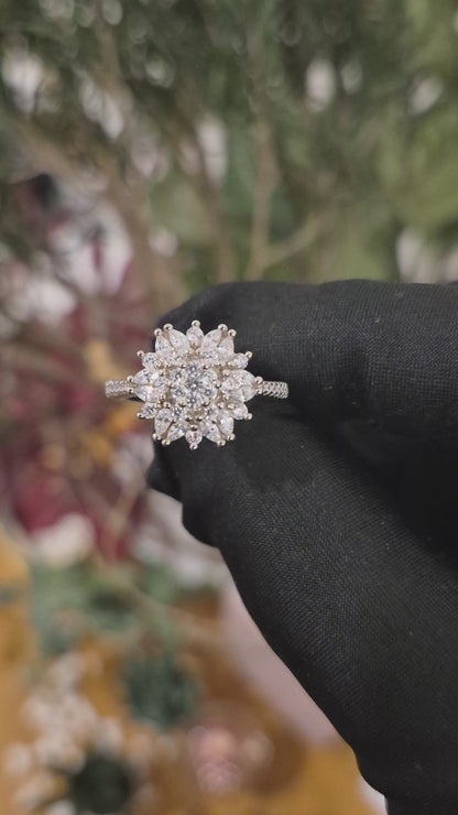 Sterling Silver 925 Flower Pave Ring - FKJRNSL11032