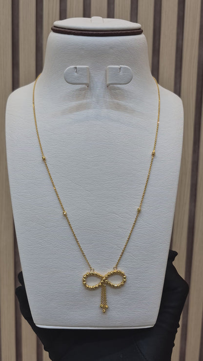Gold Infinity Bow Necklace 21KT - FKJNKL21KM10920
