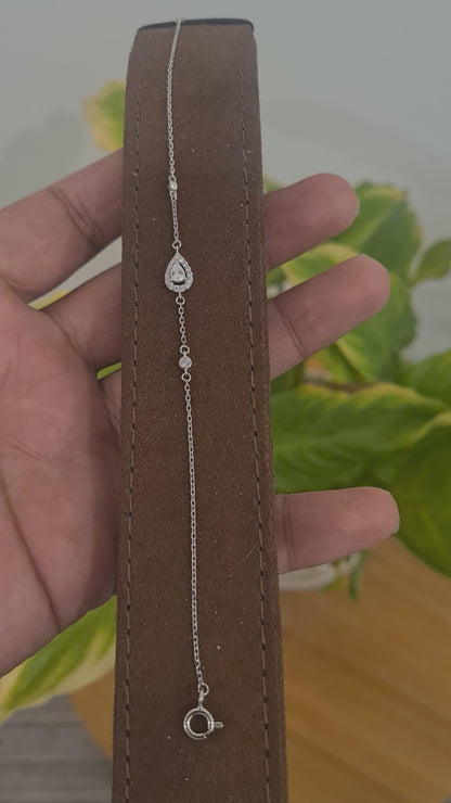 Sterling Silver 925 Diamond Teardrop Bracelet - FKJBRLSL10597