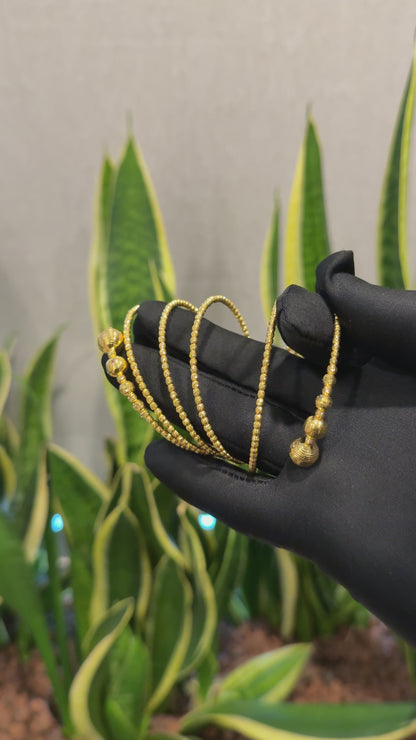 Gold Beaded Designer Bangle 21KT - FKJBNG21KM10117