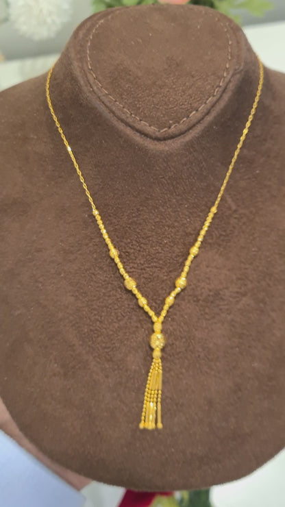 Gold Threaded Ball Necklace 21KT - FKJNKL21KM10353