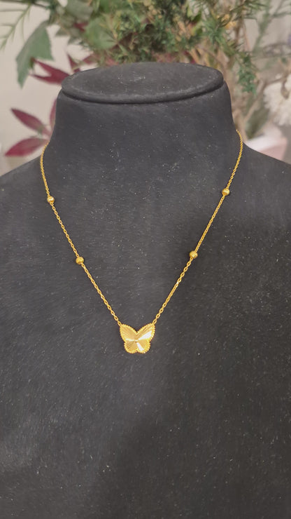 Gold Butterfly Shaped Necklace 21KT - FKJNKL21KM11877