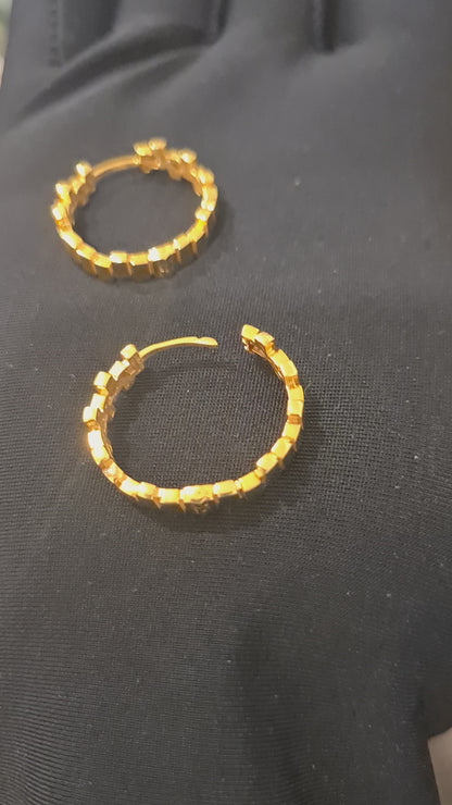 Gold Textured Hoops Earrings 21KT - FKJERN21KM10861