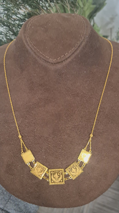Gold Square Turkish Lira Square Necklace 21KT - FKJNKL21KM10903