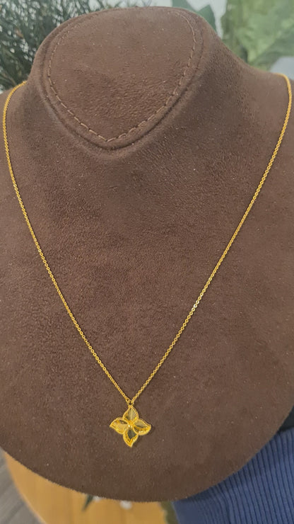 Gold Bloom Motif Necklace 21KT - FKJNKL21KM10923