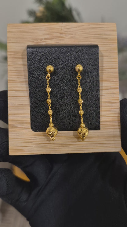 Gold Hanging Earrings 21KT - FKJERN21KM11878