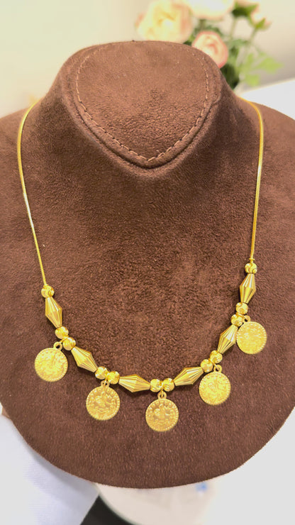 Gold Heritage Lira Drop Necklace 21KT - FKJNKL21KM10333