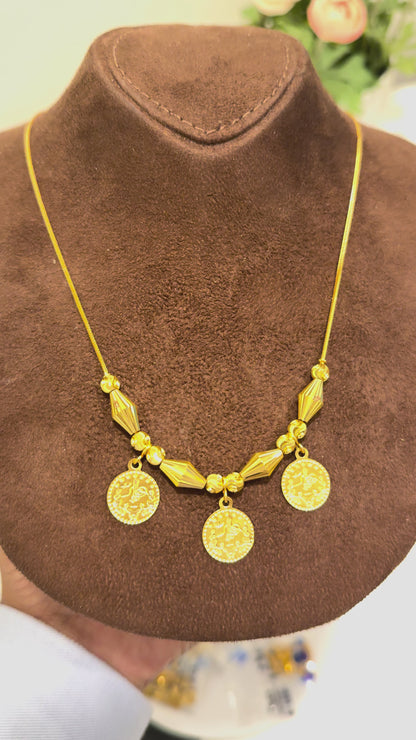 Gold Turkish Lira Coin Drop Necklace 21KT - FKJNKL21KM10329
