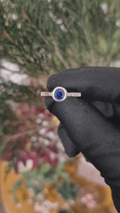 Sterling Silver 925 Blue Center Ring - FKJRNSL11074