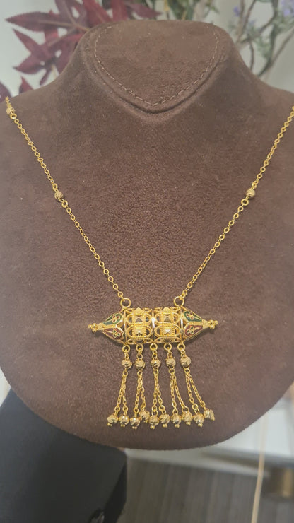 Gold Antique Drape Necklace 21KT - FKJNKL21KM10370