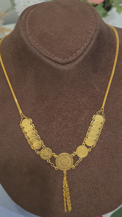 Gold Lira Drape Necklace 21KT - FKJNKL21KM10349