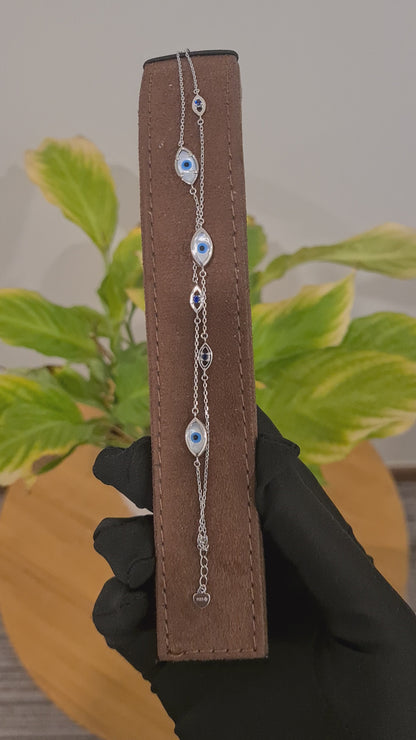 Sterling Silver 925 Evil Eye Charm Bracelet - FKJBRLSL10559