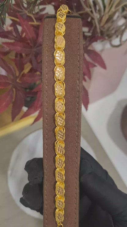Gold Oval Interlinked Coins Bracelet 21KT - FKJBRL21KM10449