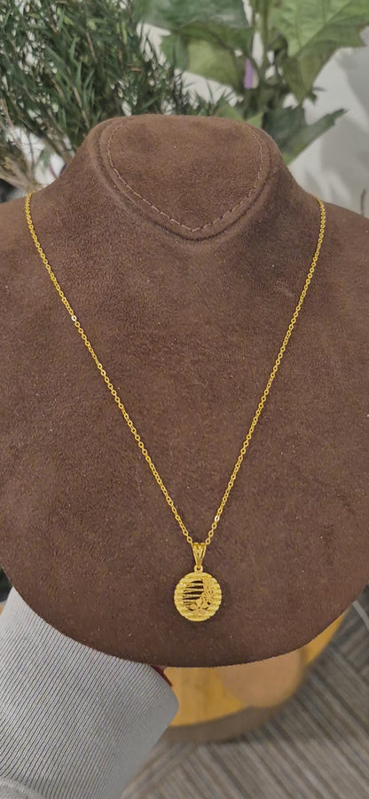 Gold Round Cutwork Necklace 21KT - FKJNKL21KM11315