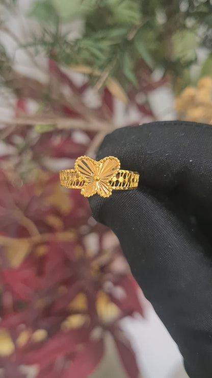 Gold Butterfly Turkish Design Ring 21KT - FKJRN21KM10450