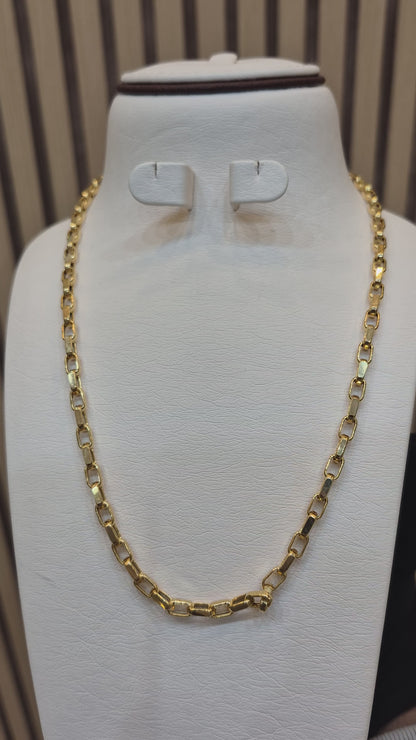Gold Rectangular Link Chain 21KT - FKJCN21KM10406