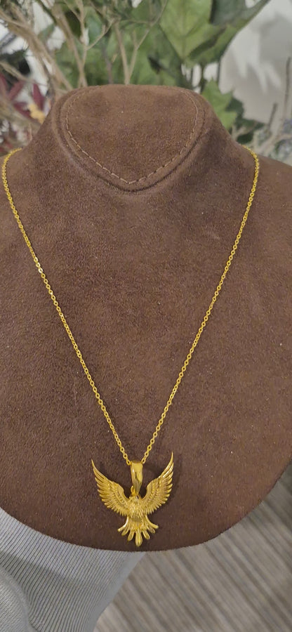 Gold Statement Eagle Necklace 21KT - FKJNKL21KM11313