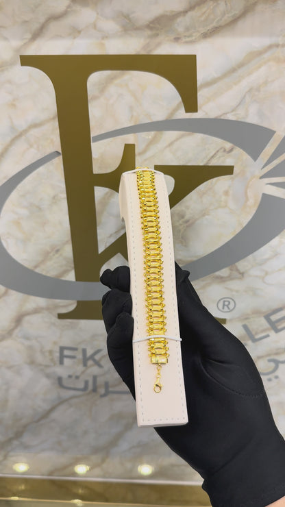 Gold Broad Link Bracelet 21KT - FKJBRL21KM10240