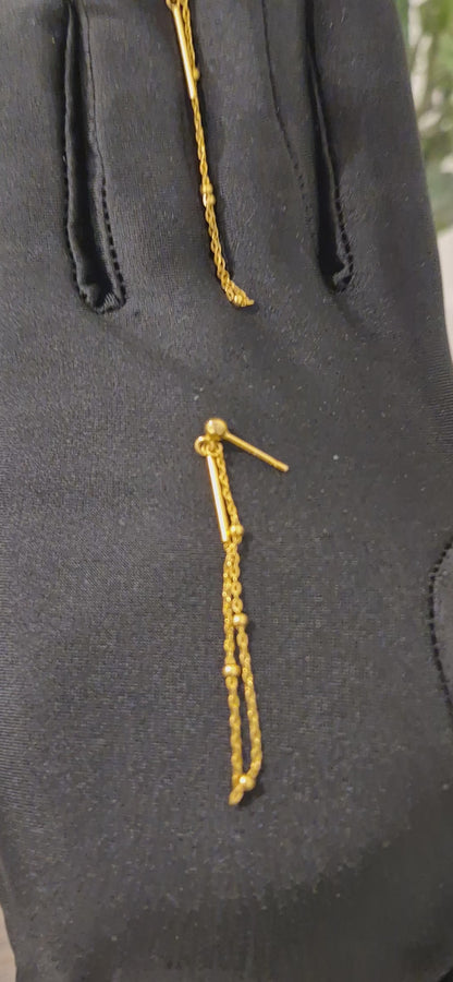 Gold Linear Drop Earrings 21KT - FKJERN21KM11537