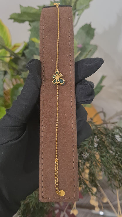 Sterling Silver 925 Green Floral Bracelet - FKJBRLSL10649