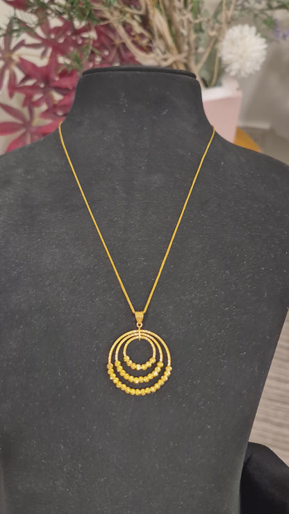 Gold Multiple Ring Necklace (Chain With Pendant) 21KT - FKJNKL21KM11806